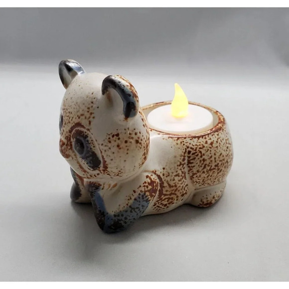 Vintage Ceramic Panda Bear Candle Holder Small Succulent Planter Rustic Cottage - Picture 3 of 15